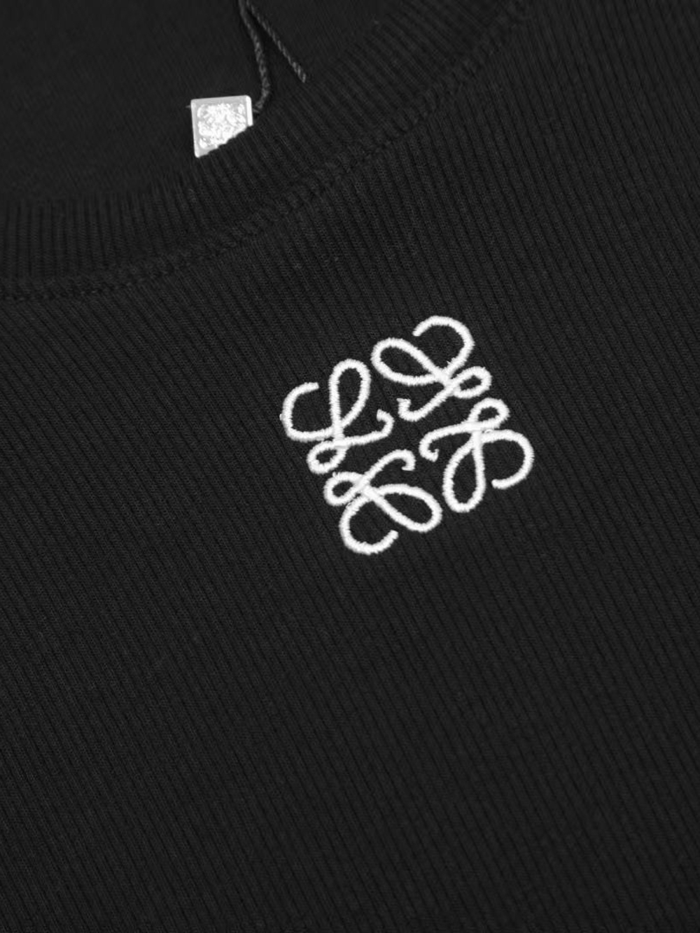 New LOEWE Anagram Embroidered Ribbed Tank Top Black Sleeveless Top - Picture 3 of 7